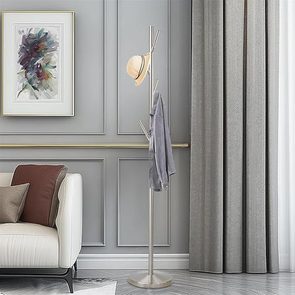 Kira Home Addison 68" Free Standing Metal Coat Rack/Stand, Satin Steel Finish