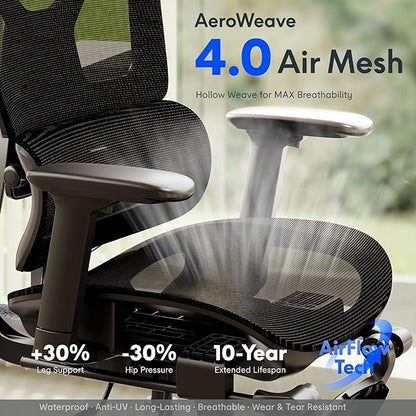 FLEXISPOT ErgoX Premium Ergonomic Office Chair with Footrest- Adjustable 3D Armrests, Dynamic Lumbar Support, Recline & Tilt Function, Mesh Seat, for Home & Office Use,Light Grey