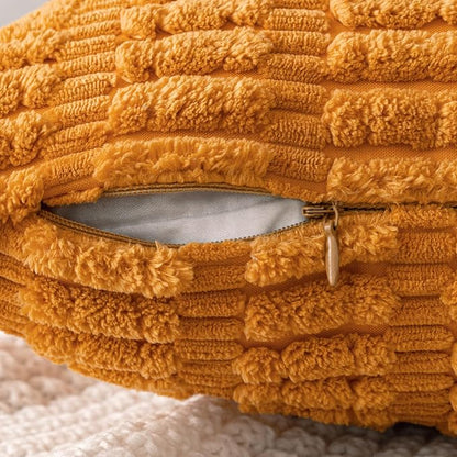 MIULEE Pack of 2 Burnt Orange Corduroy Decorative Pillow Covers 18x18 Inch Soft Boho Striped Throw Pillow Covers Modern Farmhouse Home Decor for Summer Sofa Living Room Couch Bed