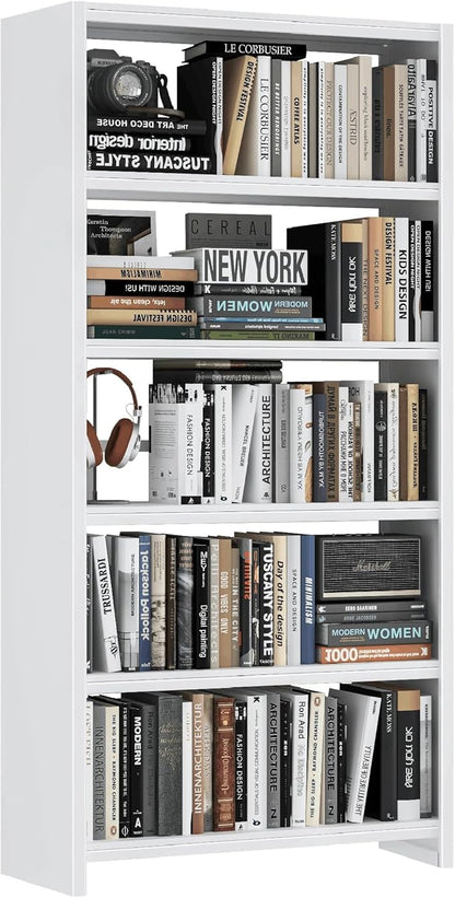 69.3" Tall Metal Bookshelf, White Bookcase with Display Shelves, 5 Tier Open Shelf Bookcases for Living Room, Bedroom, Home Office, Study, Library