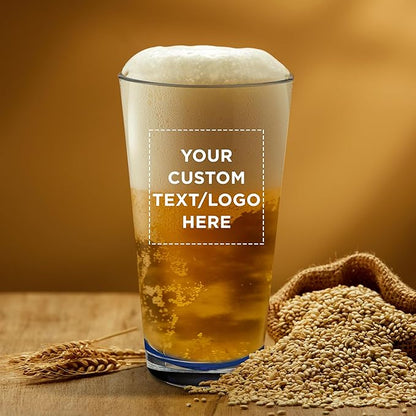 Custom Casale Pint Glass 16 oz. Set of 10, Personalized Bulk Pack - Beer Glasses, Heavy Duty Drinkware - Blue