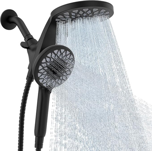 High Pressure Rain Shower Head with Handheld Spray Combo: Detachable Dual Shower Head with 10 Sprays Modes - Upgrade Knob Spray Mode Selector and Magnetic Guidance Docking System