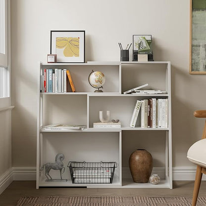 Extendable Bookshelves Set of 3, 3 Tier Wood Bookcases Storage Book Shelves Adjustable Organizer for Bedroom Living Room Home Office Corner, White