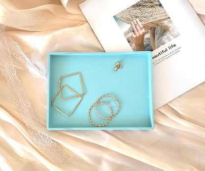Small Blue Mini Serving Tray (8.5 x 6.3 inch) for Serving Accessory, Spa, Coffee, Drinks, Wine, Tea, Bar, Party, Seasoning, Perfume or Display Use.