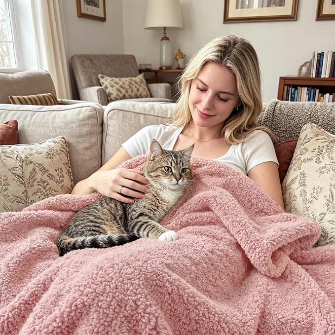 Exclusivo Mezcla Fleece King Size Bed Blanket, Ultra Soft, Lightweight and Fuzzy Dusty Pink Blanket for Women, Home Decor, 90x104 Inches