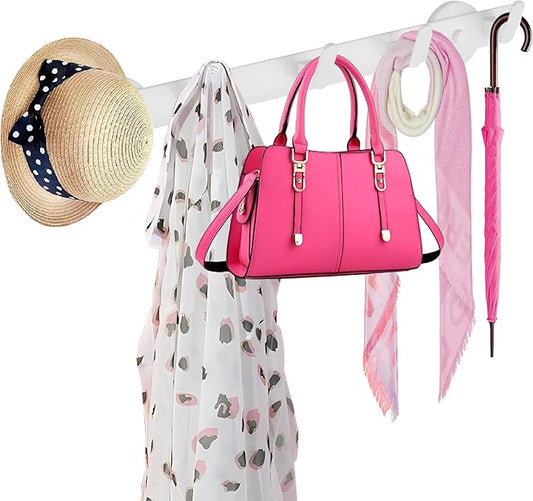 ULIBERMAGNET White Magnetic Coat Rack,Heavy Duty Coat Magnetic Holder with 5 Hooks,Anti-Slip Strong Magnetic Hanger for Refrigerator,Metal Cabinet,Entryway,Hanging Coat, Jackets, Umbrella,Scarf,Bag