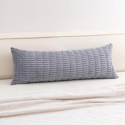 Aegero Corduroy Decorative Throw Pillow Covers 14x36 Inch Soft Striped Pillow Covers Modern Farmhouse Home Decor for Sofa Living Room Couch Bed（Light Grey）