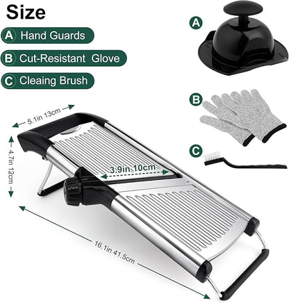 Mandoline Slicer for Kitchen, Adjustable mandoline food slicer， Stainless Steel vegetable slicer with a pair of Gloves