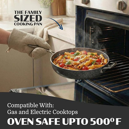 Granitestone 14 Inch Large Frying Pan with Lid, Ceramic Non Stick Frying Pans Skillet, Non Toxic Frying Pans Nonstick for Sauté & Cooking, PFAS & PFOA Free, Oven & Dishwasher Safe
