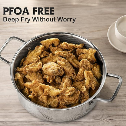 Saute Pan,Hybrid Non Stick 5 Quart Everyday Braiser pan,Chicken Fryer, PFOA Free Cookware,12 inch Deep Frying Pans with Lid,Dishwasher and Oven Safe,Works on Induction,Ceramic and Gas Cooktops