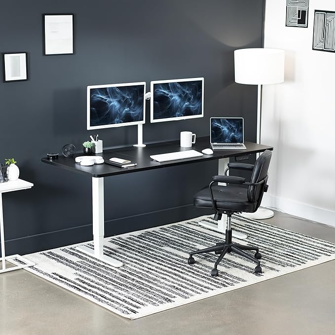 VIVO Electric 71 x 30 in Dual Motor Sit Stand Desk, Memory Height Adjustment, 2B Series, Black Top White Frame, DESK-KIT-2W7B