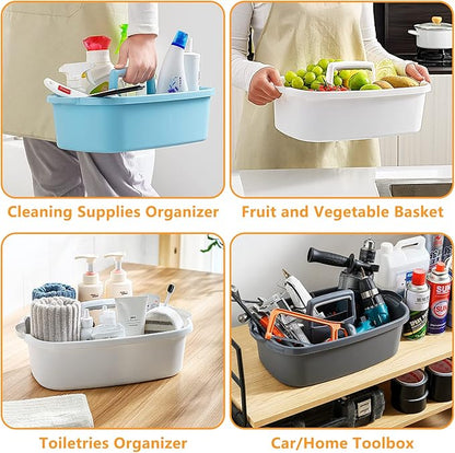Multi-Purpose Plastic Cleaning Caddy with Handle, Shower Caddy Organizer/Storage Basket/Totes Portable for Bathroom Supplies, Cleaning Products, Under Sink Tool, Housekeepers (Grey)