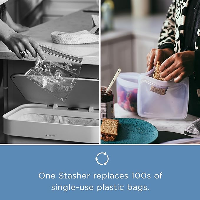 Stasher Silicone Reusable Storage Bags, 3-Pack Bowls, Reusable Freezer Bags, Microwave, Dishwasher, Oven Safe, Sous Vide, Premium Lunch Containers, Eco Friendly, Food Storage Bags, Snack Bags, Clear