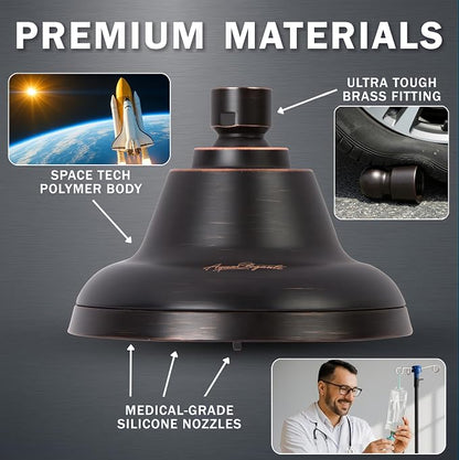 Aqua Elegante Massage Shower Head With Mist - High Pressure Boosting, Adjustable Massaging Rainfall Showerhead For Low Flow Showers With Water Saving Nozzles - 1.8 GPM - Oil-Rubbed Bronze