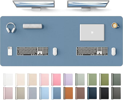 YSAGi Leather Desk Protector, Office Mat, Large Mouse Mat, Non-Slip PU Leather Blotter, Laptop Desk Mat, Waterproof Writing Pad for Office and Home(Blue, 63" x 24")