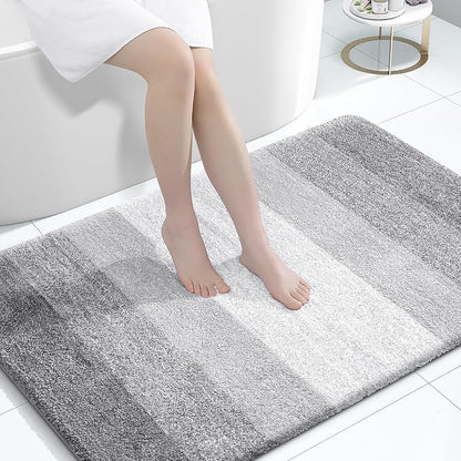 OLANLY Large Bathroom Rugs Mat 44x32, Extra Soft Absorbent Microfiber Bath Rugs, Rubber Backing, Quick Dry, Washable Bath Mats for Bathroom Floor, Tub and Shower, Home Decor Accessories, Light Grey