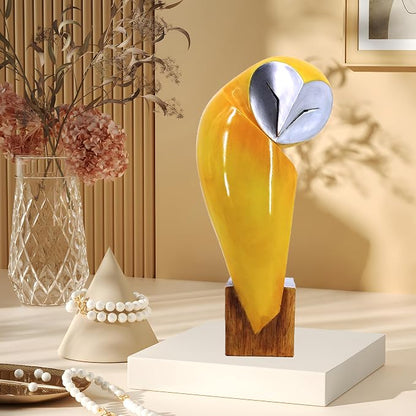 15 Inch Owl Statue for Home Decor Accents Office Decor, Handmade Resin Owl Sculpture for Bookshelf Desktop Mantel Cabinet Living Room Bedroom Decorations