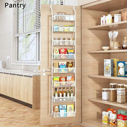 Over The Door Pantry Organizer, 8-Tier Pantry Organization and Storage, Over The Door Spice Rack, Home & Kitchen Storage Shelves for Cabinet, White