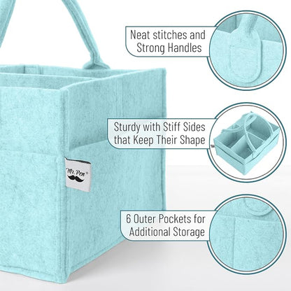 Mr. Pen- Baby Diaper Caddy Organizer, Light Blue, Nursery Storage Bin and Car Organizer for Diapers and Baby Wipes