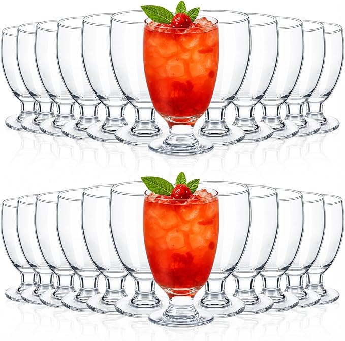 Patelai Set of 24 Clear Glasses 10.5 oz Water Goblet Glass Stemmed Water Glasses for Juice Wine Beer Tea Milk Cold Beverages Drinks Dishwasher Safe