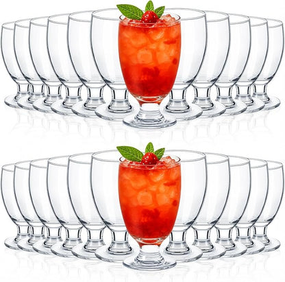 Patelai Set of 24 Clear Glasses 10.5 oz Water Goblet Glass Stemmed Water Glasses for Juice Wine Beer Tea Milk Cold Beverages Drinks Dishwasher Safe