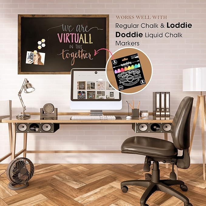 Loddie Doddie Magnetic Chalkboard & Magnet Board - 24 x 36in Rustic Wood Frame - Stain-Resistant Chalkboard Signs - Magnetic Photo & Note Display Board - Easy-Hang Wall Decor & Chalk Calendar