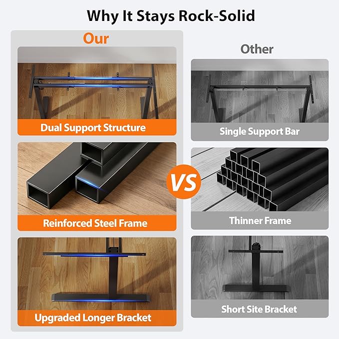 Agilestic Electric Standing Desk, L-Shaped 55 Inches Height Adjustable Desk, Sit and Stand up Desk for Work Office Home, Ergonomic Rising Computer Table for Home Office with Splice Board, Black