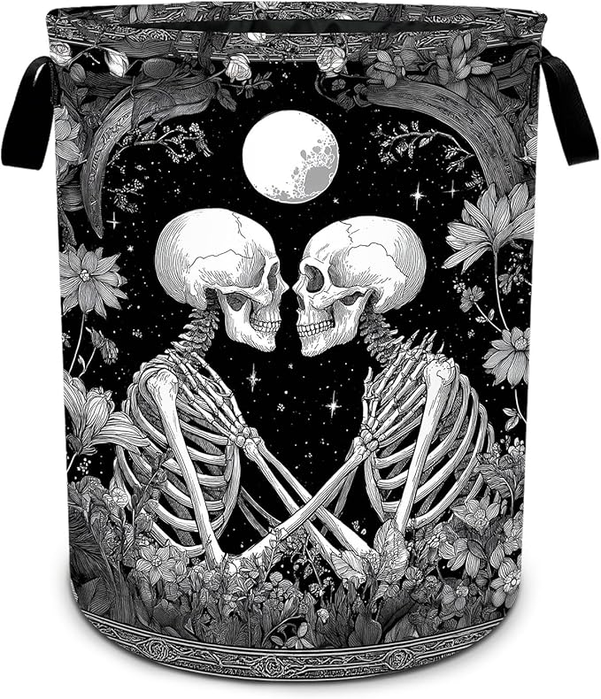 Skull Laundry Basket Waterproof Laundry Hamper Foldable Laundry Bag with Handles for Bedroom, Bathroom, Office, Clothes Storage