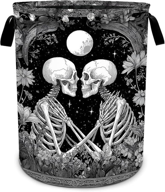 Skull Laundry Basket Waterproof Laundry Hamper Foldable Laundry Bag with Handles for Bedroom, Bathroom, Office, Clothes Storage