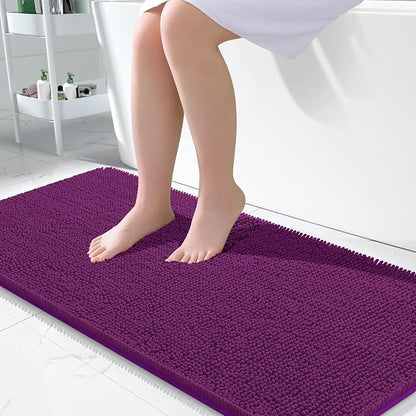 OLANLY Large Bathroom Rugs 45x27, Extra Soft Absorbent Chenille Bath Rugs, Rubber Backing Quick Dry, Machine Washable Bath Mats for Bathroom Floor, Tub and Shower, Home Decor Accessories, Purple