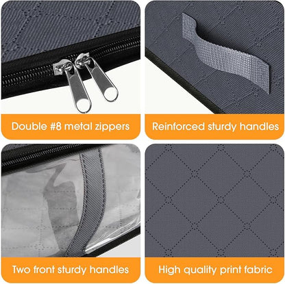 StorageRight Under Bed Storage Bags 8 Pack, 40L Large Clothes & Comforter Storage Containers with Clear Window, Breathable Fabric Organizer for Blankets, Bedding, Seasonal Clothing, Grey