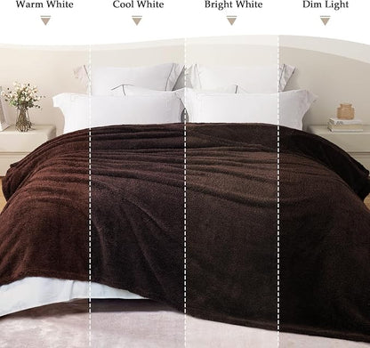 Exclusivo Mezcla Fleece Coffee Throw Blanket for Couch Sofa, Ultra Soft, Lightweight and Fluffy Blankets for Women, All Season, 50x60 Inches