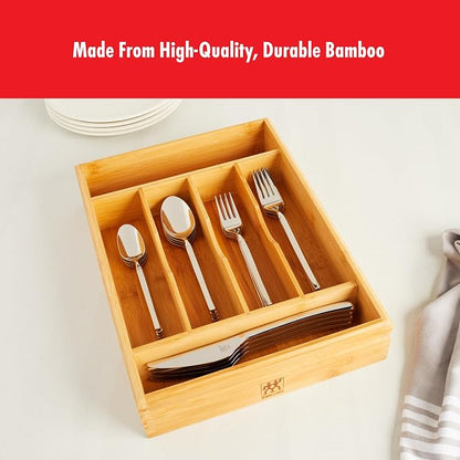 ZWILLING Bamboo Flatware Storage Tray, Kitchen Drawer Organizer for Utensils and Cutlery, Eco-Friendly Bamboo Design