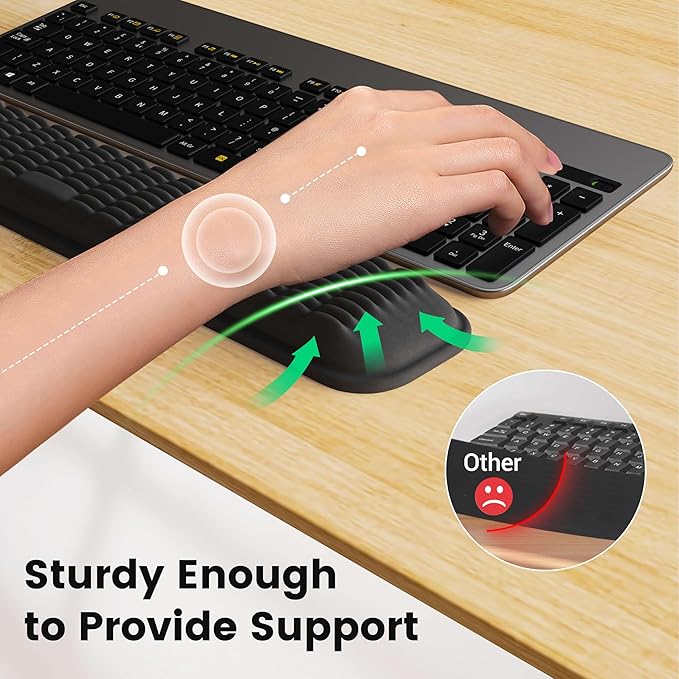 MEKASS Keyboard Wrist Rest, Soft Memory Foam Wrist Support for Keyboard, Keyboard Hand Rest Pad for Wrist Pain Relief, Keyboard Wrist Guard for Long Hours of Work, Gaming, Studying（Pink）