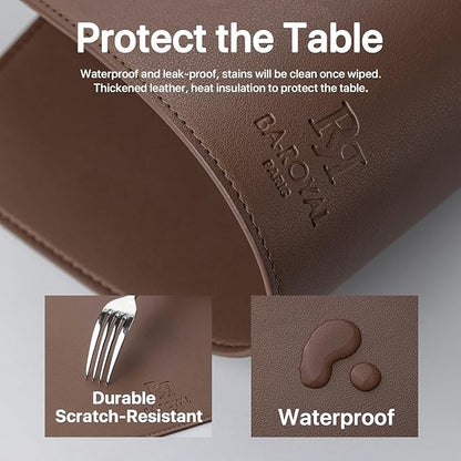 Faux Leather Placemats Set of 8 Vinyl Washable Wipeable Table Mats for Kitchen Dining Table Heat Resistant Waterproof Modern Indoor/Outdoor Placemats Non-Slip Easy Clean Place Mats (Chocolat)