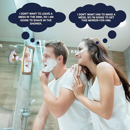 MIRRORVANA Fogless Shower Mirror for Shaving with Improved Suction and 360° Swivel - Unbreakable Fog Free Mirror for Men and Women - 6.3" x 6.3" (Gold)