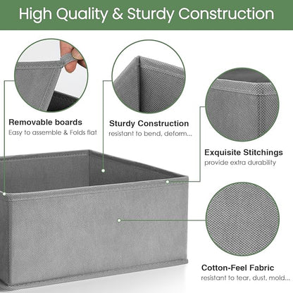 Criusia Drawer Organizer Clothes, 24 Pack Underwear Drawer Organizers, Foldable Closet Organizers and Storage Dresser Drawer Dividers Clothing Organizer for Clothes, Socks, Scarves, Bra, Ties (Grey)