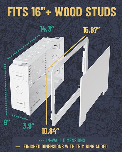 ECHOGEAR 9" in-Wall TV Media Box - Recessed TV Outlet & Network Enclosure - Works with Roku, Apple TV, Fire TV Stick, & Samsung One Connect Mini - WiFi Friendly Cable Management Kit