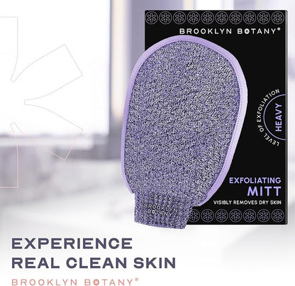 Brooklyn Botany Exfoliating Mitt for Bath and Shower – Heavy Duty Exfoliating Body Scrubber for Massage and Dead Skin Remover for Body – 1 Mitt