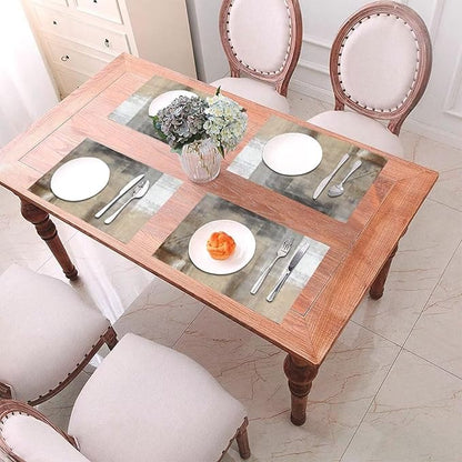 Placemats Set of 4 Taupe Grey Brown Place Mats Beige Ombre Modern Rustic Woven Table Mats Washable Abstract Art Print PVC Placemat for Dining Kitchen Decor Indoor Outdoor, 12 x 18 Inch