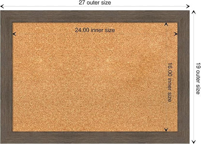 Amanti Art Natural Cork Board for Wall, 19x27 Vision Board with Brown Wood Frame, Medium Corkboard Office Decor for Home Organization, Rustic Farmhouse Corkboard Pinboard to display items for home