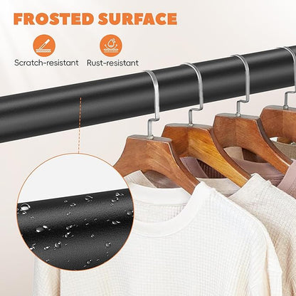 Short Closet Rod 17-51 Inches, Adjustable Heavy Duty Black Metal Closet Rods for Hanging Clothes, 1.3 Inch Diameter with Wall Brackets for Wardrobes, Laundry Room, RV