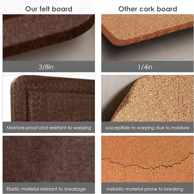 Bulletin Board, 24 x 18 inches Felt Board Decorative Pin Board, Cork Board Alternative for Wall, Foldable Photo Board Self-Adhesive Vision Board Mood Board with 20 Pushpins - Saddle Brown