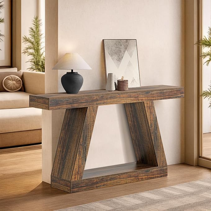 Spaco 55'' Long Console Table,2 Tier Farmhouse Narrow Entryway Table Sofa Table with Storage,Wood Behind Couch Table for Living Room, Hallway,Foyer