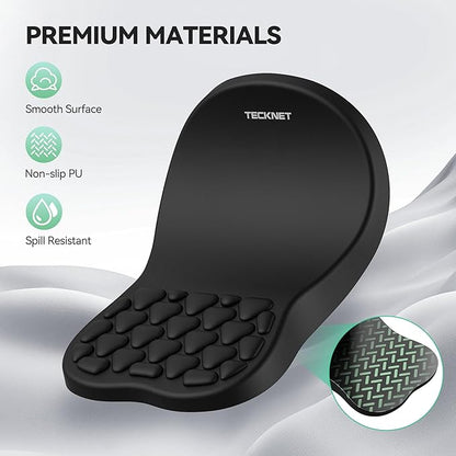 TECKNET Ergonomic Mouse Pad with Wrist Rest, Soft Mousepad with Massage Design, Memory Foam and Non-Slip PU Base for Pain Relief, Gaming Mouse Pad for Desk, Home, Office, 12x8 Inches, Black