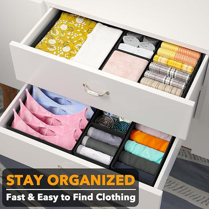 SpaceAid Drawer Organizer Clothes, 24 Pack Dresser Organizer Bins for Nursery, Closet Organization and Storage Dividers for Clothing, Baby Clothes, Underwears, Socks (Black)