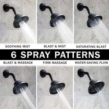 Aqua Elegante Massage Shower Head With Mist - High Pressure Boosting, Adjustable Massaging Rainfall Showerhead For Low Flow Showers With Water Saving Nozzles - 1.8 GPM - Oil-Rubbed Bronze