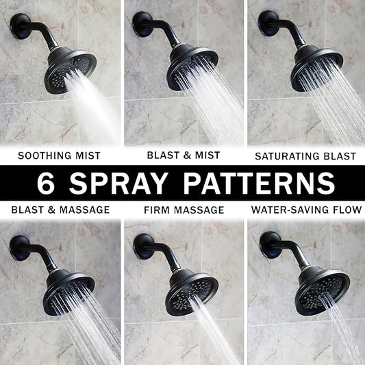 Aqua Elegante Massage Shower Head With Mist - High Pressure Boosting, Adjustable Massaging Rainfall Showerhead For Low Flow Showers With Water Saving Nozzles - 2.5 GPM - Oil-Rubbed Bronze