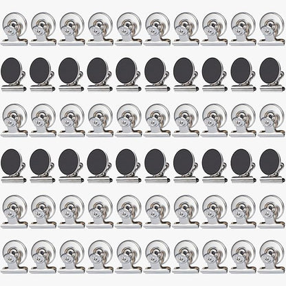 Grtard 60pack Magnetic Clips Heavy Duty, Silver Magnet Clips for Fridge, Refrigerator Magnets, Strong Magnetic Clip,Scratch Free Magnets with Clip for Refrigerator, Whiteboard, Classroom, Locker