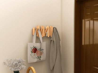 Folding Wall Coat Rack - entryway Hooks foldable - Wooden Coat Rack Wall Mount - modern Wall Mounted Coats Rack - Coat Hanger Walls Mount Coat Racks - folding coat hooks for Key bag clothes towels